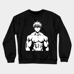 Muscular Anime Man Shirtless Manga Boy Crewneck Sweatshirt